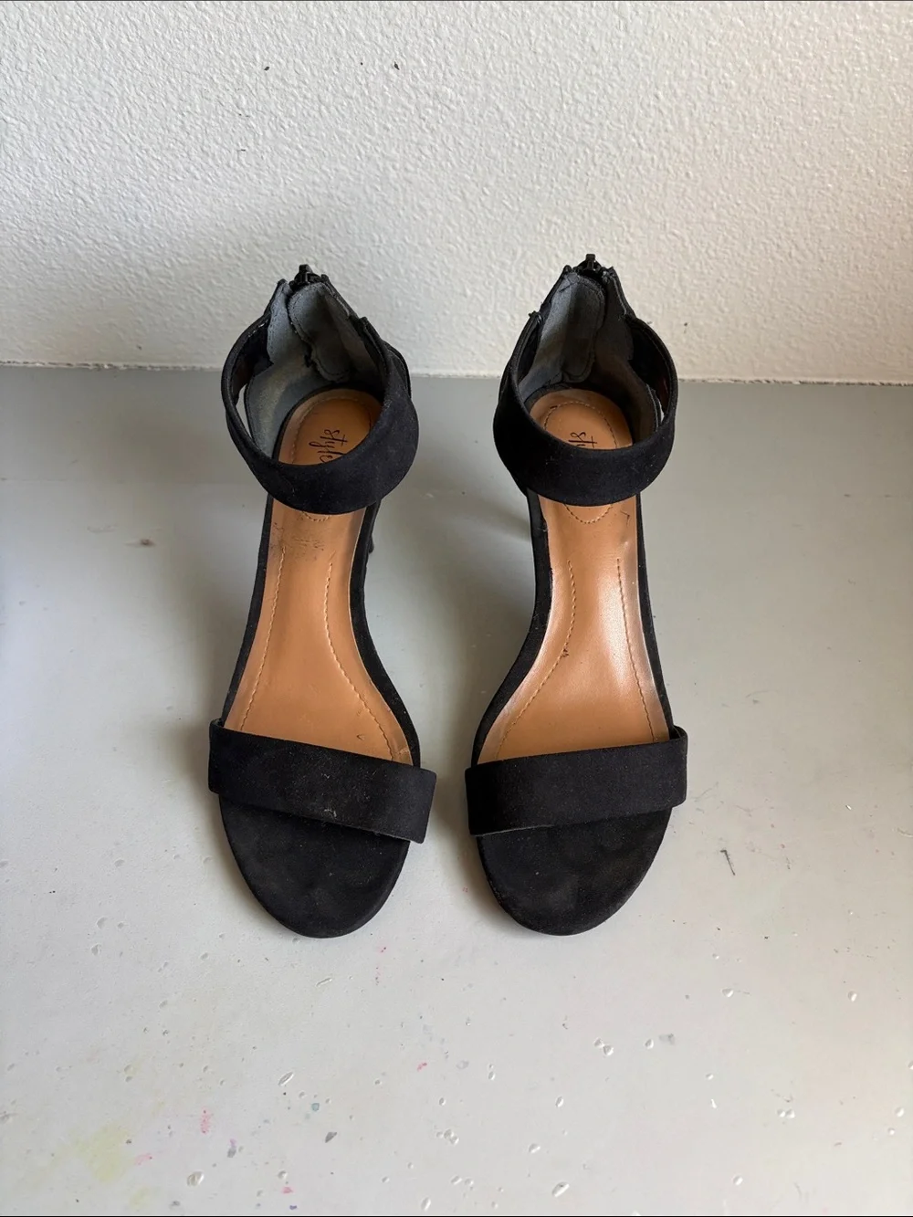 Style & Co. Black Suede Ankle-Strap Heels